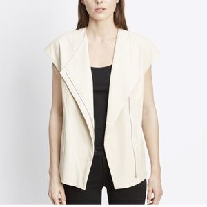 Vince Off White Leather Cap Sleeve Jacket